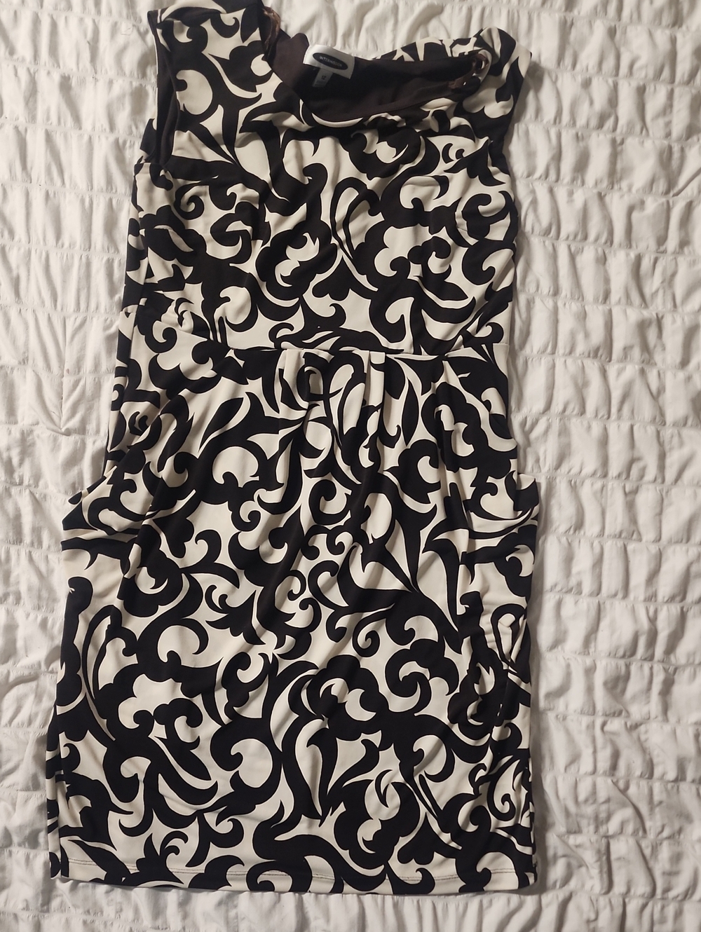 Black and White Swirl Print Sheath Dress